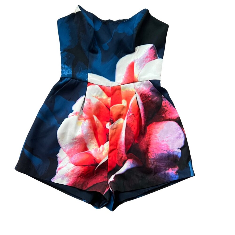 Keepsake the Label Womens Strapless Floral Pleated Romper Size S